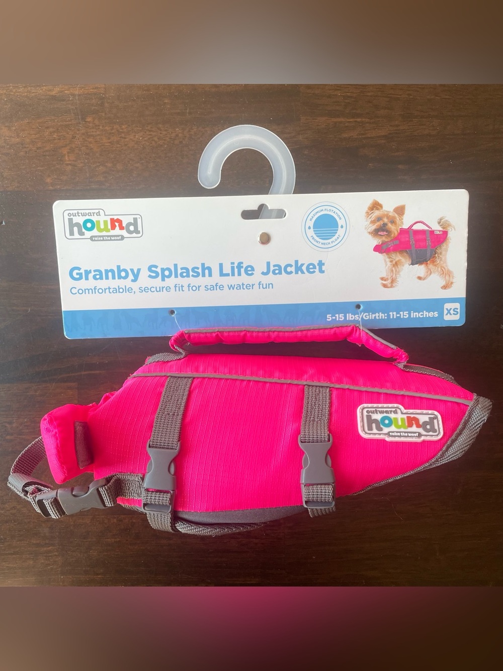 NEW Outward Hound Granby Splash Dog Life Jacket 5 - 15 Lbs XS Hot Pink Handle